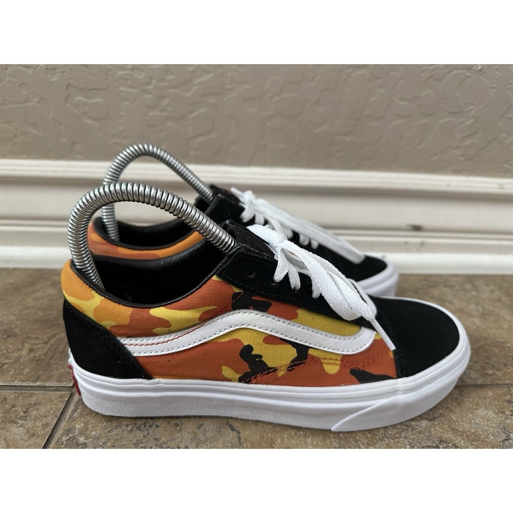 Vans Authentic Camo Low Top Sneakers Shoes Orange Men's 5  Women's 6.5